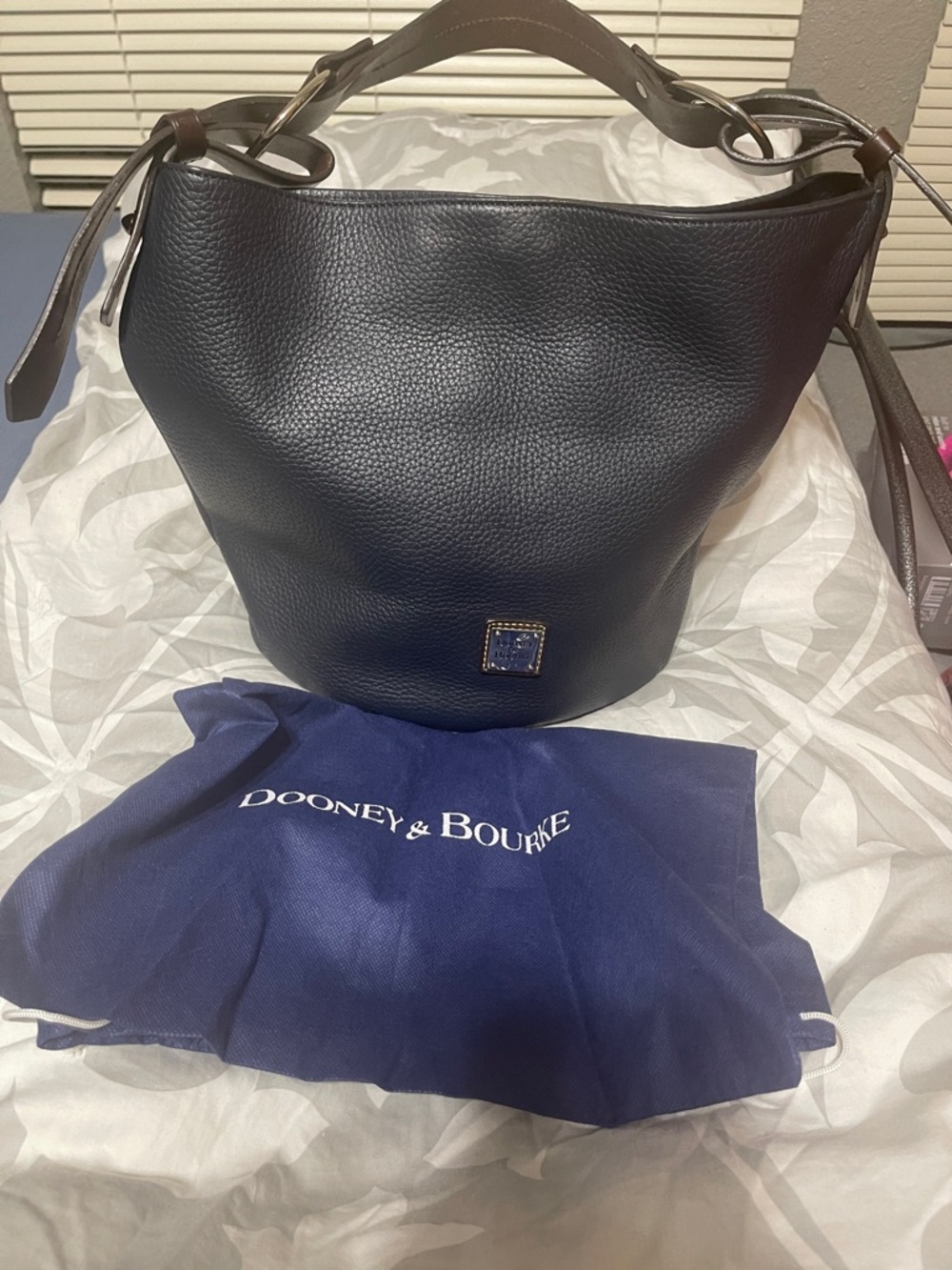 Dooney & Bourke Black Pebble Leather Hobo with Gold Logo